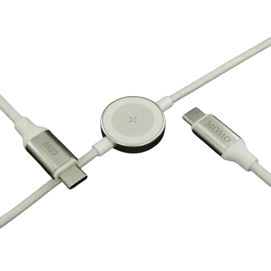 كابل MOMO USB Type-C إلى USB Type-C للشحن السريع بطول 1.2 متر أبيض