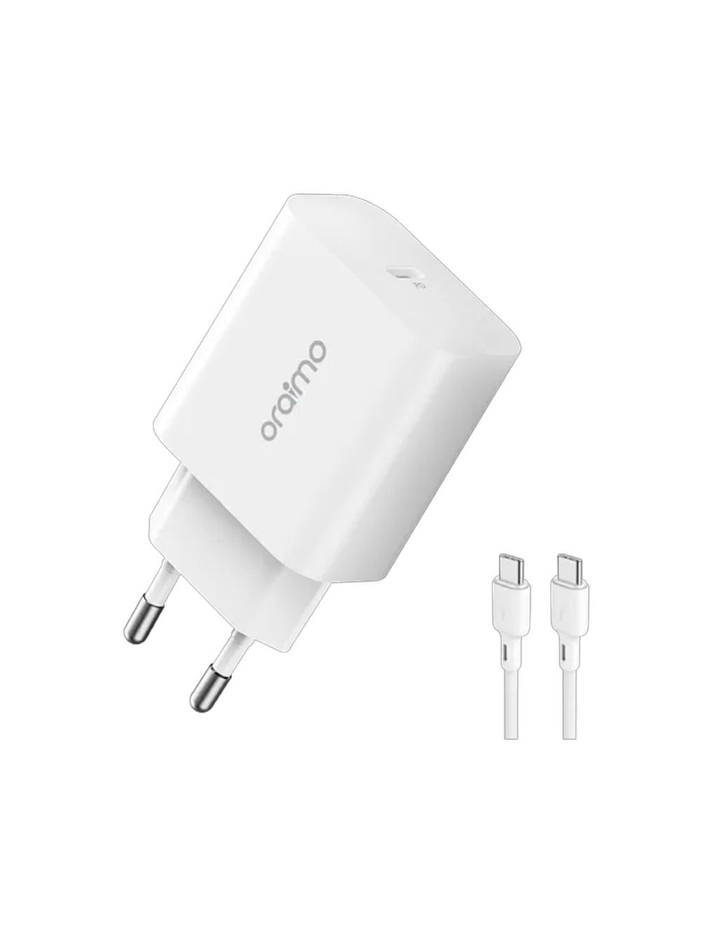 شاحن Oraimo PowerCube 201 سريع 20 واط + كابل Type-C إلى Type-C أبيض