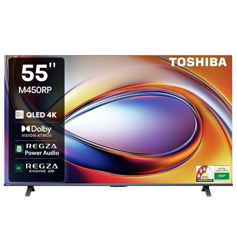 تلفزيون توشيبا سمارت 55بوصه QLED دقة 4K UHD بريسيفر داخلي ,55M450RP اسود