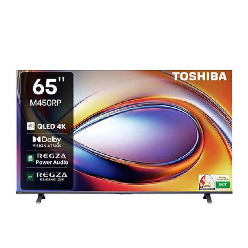 تلفزيون توشيبا سمارت 65 بوصه QLED دقة 4K UHD بريسيفر داخلي ,65M450RP اسود