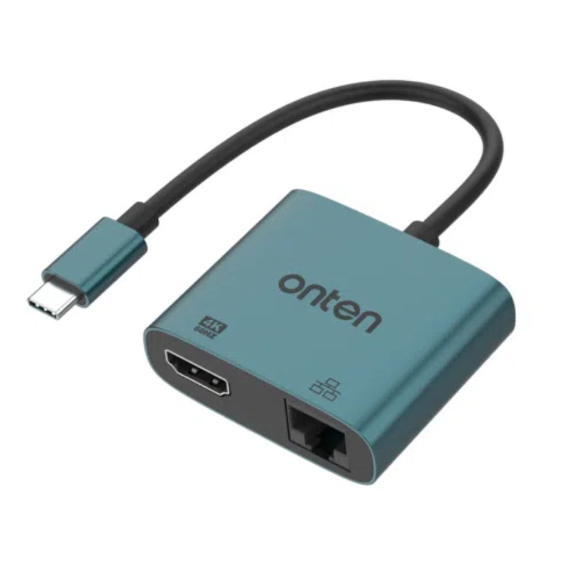 اونتن محول ٢ في ١ USB-C إلى HDMI 4K مع Ethernet (RJ45) 10/100Mbps، OTN-UC288