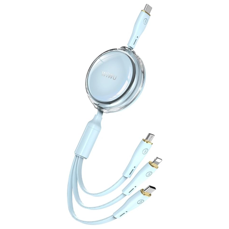 ويوو Wi-C023 سلسلة Vigor كابل شحن ونقل بيانات 3 في 1 (Type-C، Lightning، Micro USB) بقوة 100 واط وطول 1.5 متر