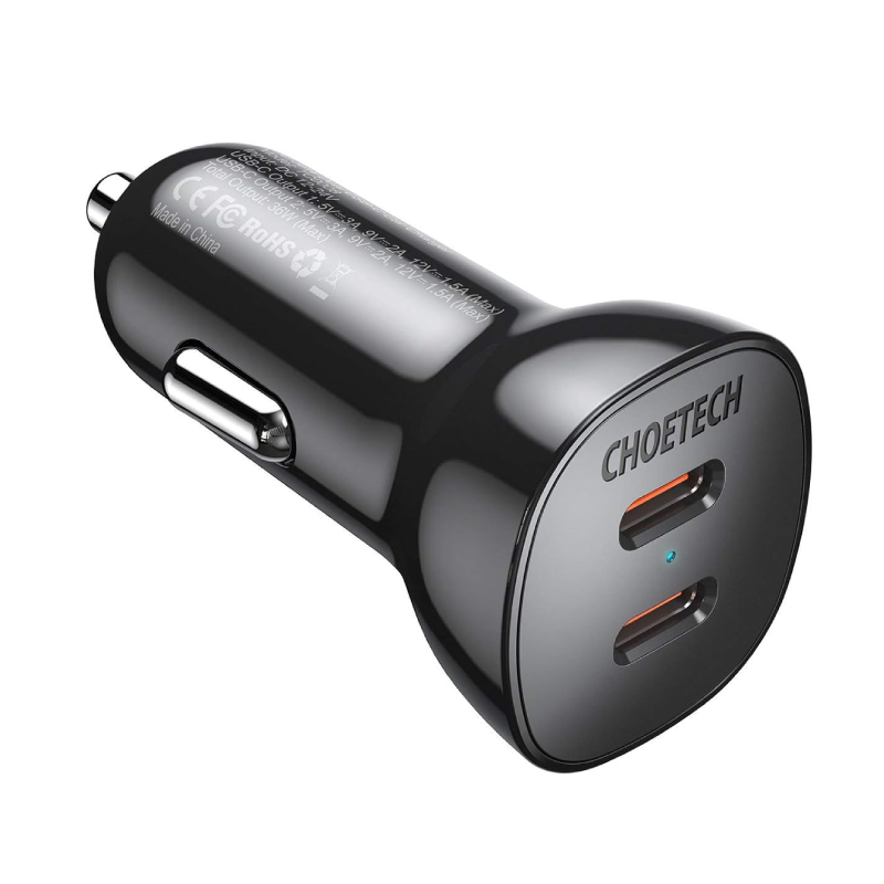 شوتك TC0008 شاحن سيارة سريع ثنائي USB-C PD 36 واط