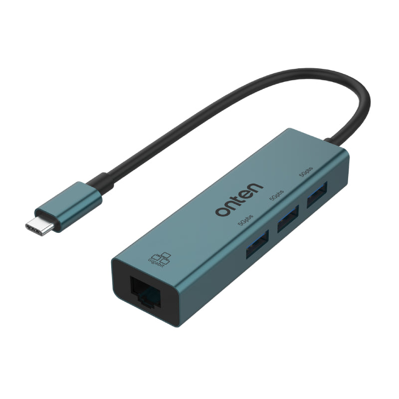 اونتن موزع USB-C إلى 3 منافذ USB 3.0 مع محول جيجابت إيثرنت OTN-9593