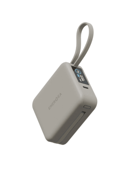ENERGEA Magpac Mini Plus 10000mAh Magsafe Compatible Power Bank With Built-in C Cables & Display SAND