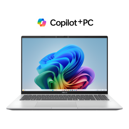 لابتوب ASUS Vivobook 16 معالج Qualcomm Snapdragon® X X1-26-100، ذاكرة 16 جيجابايت، سعة 512 جيجابايت SSD، بطاقة Qualcomm® Adreno™ GPU، شاشة 16 بوصة WUXGA، ويندوز 11، فضي