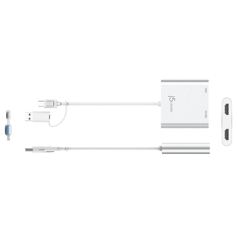 j5create محول USB-C® إلى منفذي HDMI™ لشاشات متعددة JCA365