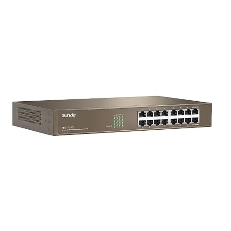 محول TEG1016D بـ 16 منفذ جيجابت ايثرنت من تيندا ، مقسم شبكة سطح المكتب هيكل معدني قوي ، بدون مراوح ، خاصية التوصيل والتشغيل