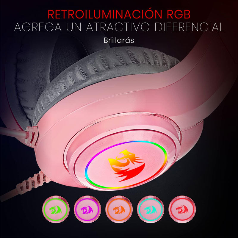 ريدراجون سماعة ألعاب H260 Hylas سلكية ميكروفون عازل للضوضاء وإضاءة RGB