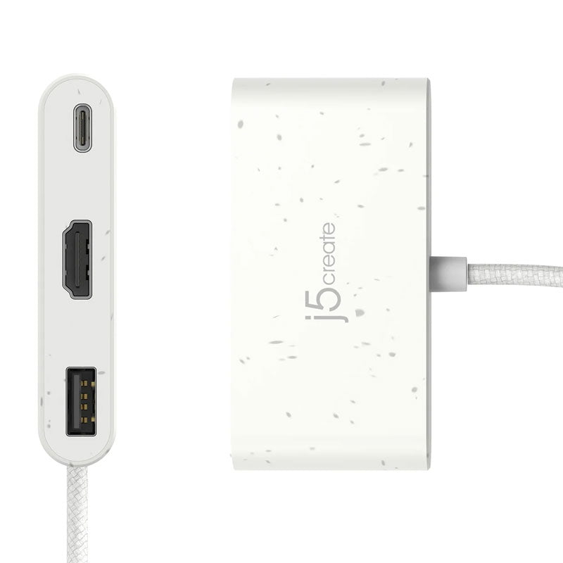 j5create منفذ USB-C® إلى HDMI™ ومنفذ USB™ من النوع A مع خاصية توصيل الطاقة JCA379EW