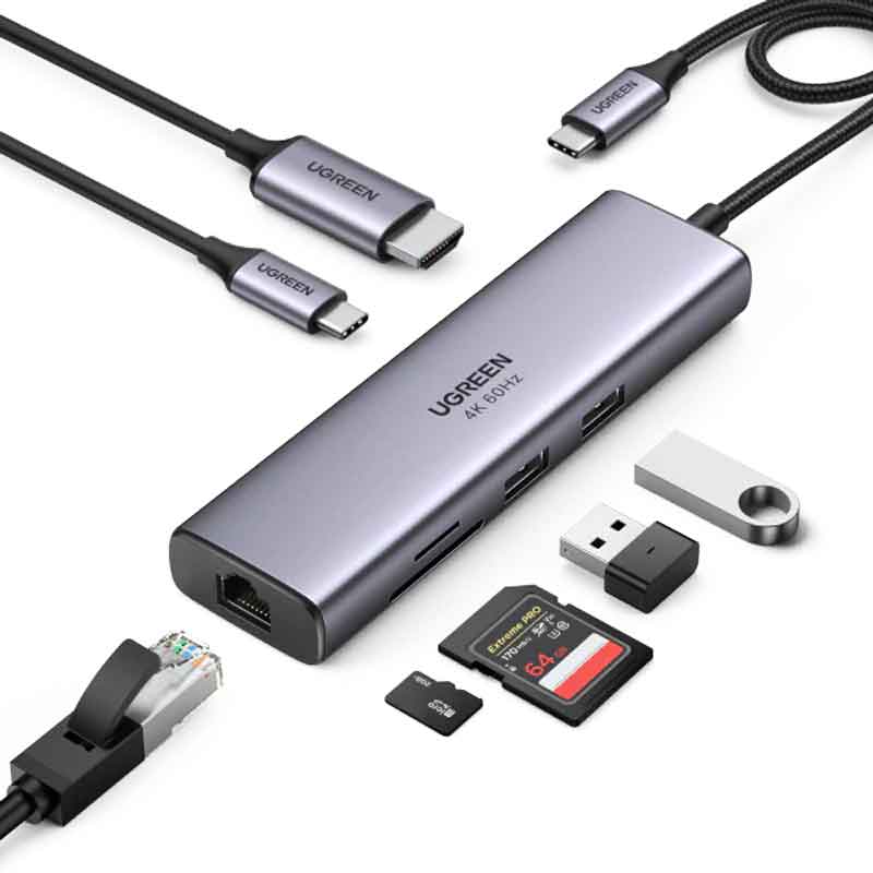 يوجرين HUB محول متعدد الوظائف 7 في 1 USB-C موديل CM512
