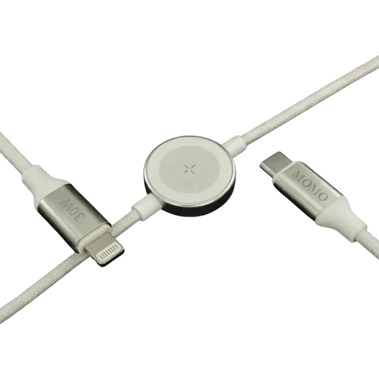 كابل MOMO USB Type-C إلى Lightning للشحن السريع بطول 1.2 متر أبيض