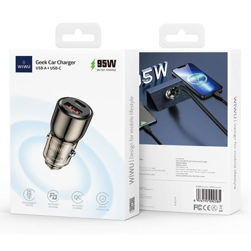 WIWU شاحن سيارة QC-012 محول شحن سريع 95 واط