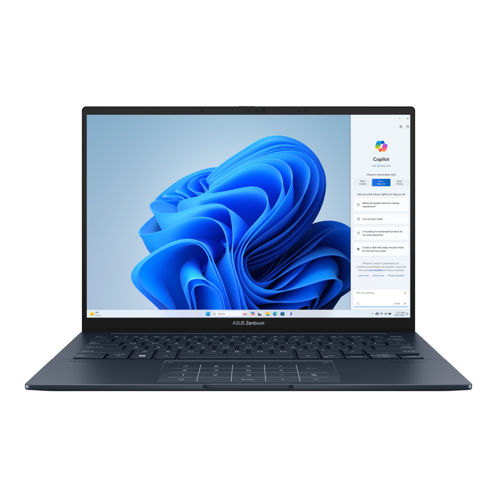 لابتوب ASUS Zenbook 14 معالج Intel® Core™ Ultra 9 285H، ذاكرة 16 جيجابايت، سعة 512 جيجابايت SSD، بطاقة Intel® Arc™ Graphics، شاشة 14 بوصة 3K OLED، ويندوز 11،
