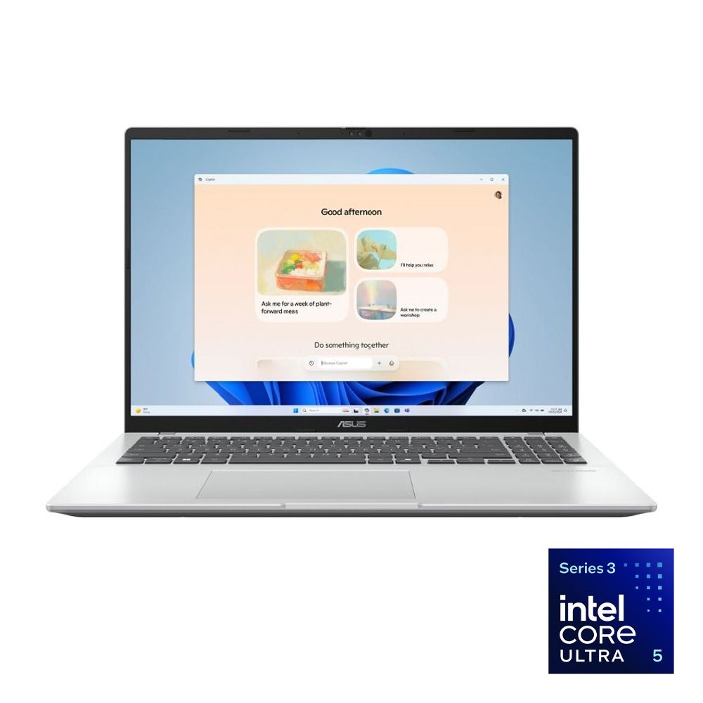 لابتوب ASUS Vivobook 16 معالج Intel® Core™ Ultra 5 325، ذاكرة 16 جيجابايت، سعة 512 جيجابايت SSD، بطاقة Intel® Graphics، شاشة 16 بوصة WUXGA، ويندوز 11، فضي